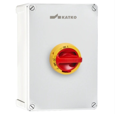 Wyłącznik izolacyjny Katko KEM 3125 YR M4 3×125 A IP66 żółto‑czerwony
