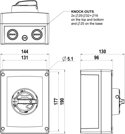 Wyłącznik izolacyjny Katko KEM 463 YR M3 4-polowy 40A IP66 żółto-czerwony uchwyt