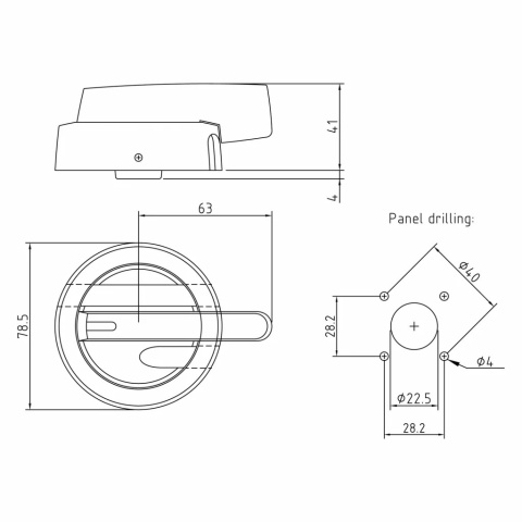 Pokrętło Katko LK11YR 0-1 żółto-czerwone do wyłączników KU i KVKE