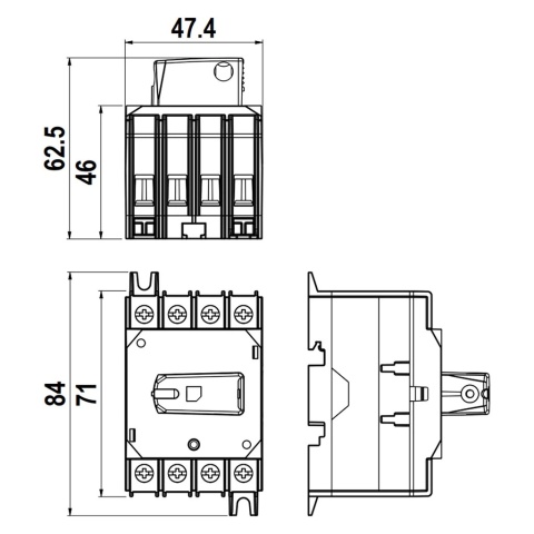 Rozłącznik obrotowy Katko KU 416 4-polowy 16A 690V