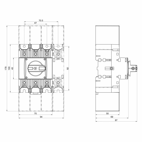 KATKO KU 4100 – rozłącznik 4P 100 A, AC-23A